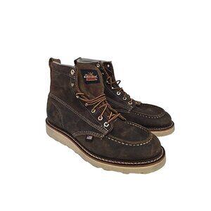 Thorogood Men's 6" 814-4203 USA Wedge Sole Soft Toe Boot Brown Size 9.5 2E
